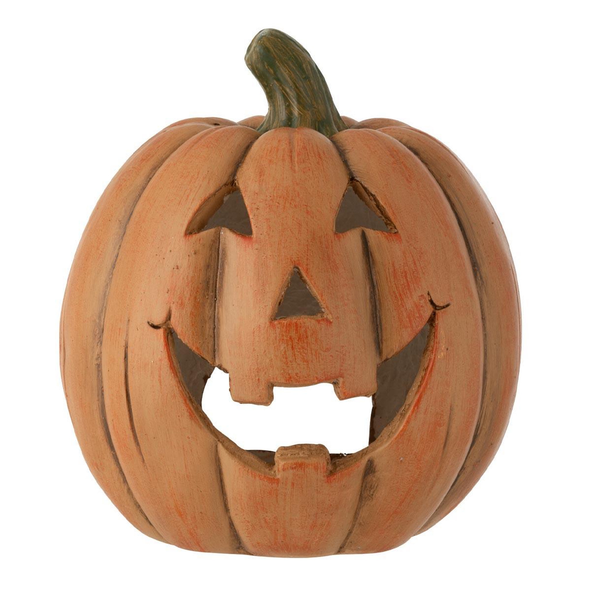 J-LINE Photophore Déco Citrouille  Halloween  27cm Caramel