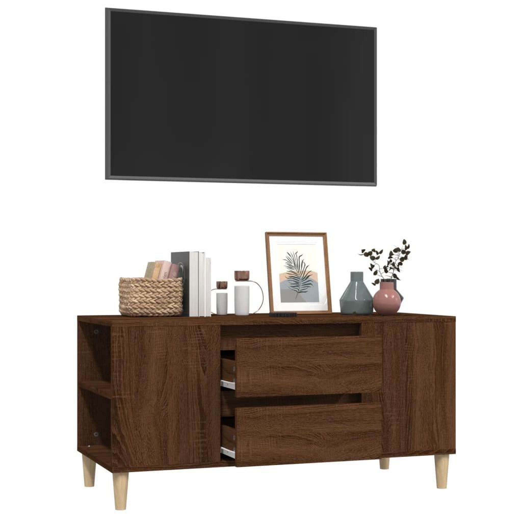 Voir la diapositive 5 : VIDAXL Meuble TV Chene marron 102x44,5x50 cm Bois d'ingenierie