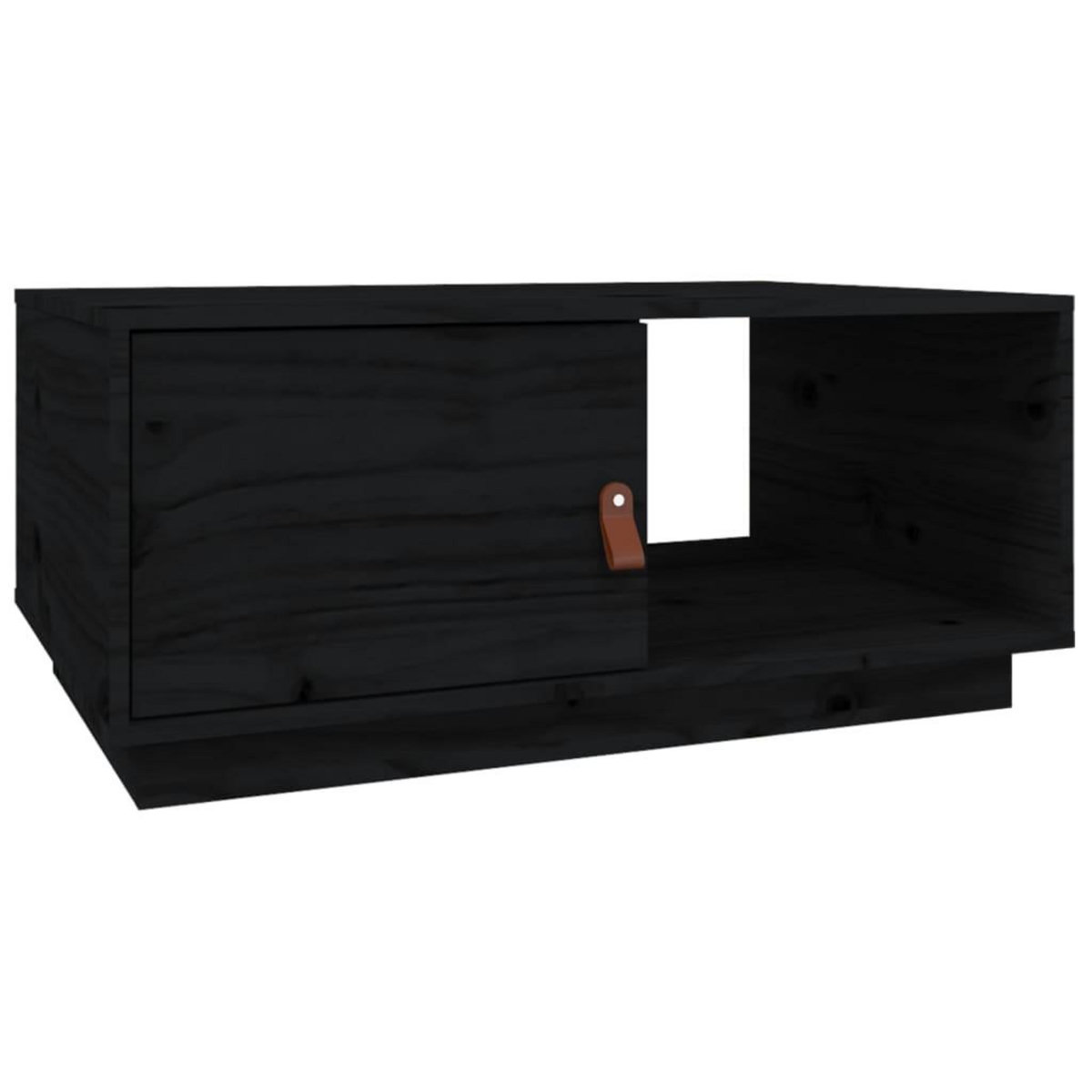 VIDAXL Table basse Noir 80x50x35,5 cm Bois massif de pin