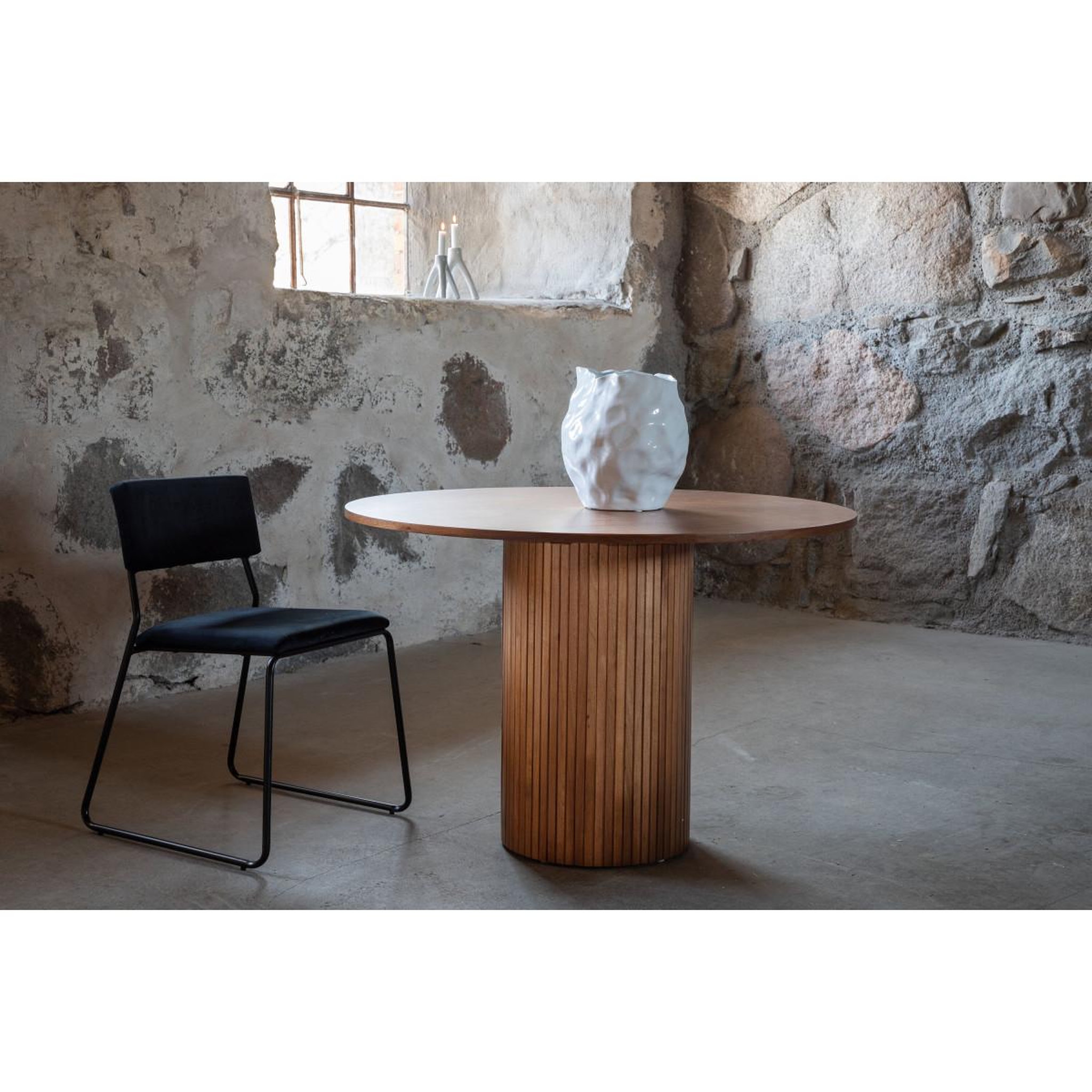 Voir la diapositive 3 : Paris Prix Table à manger ronde  bianca  110cm noyer