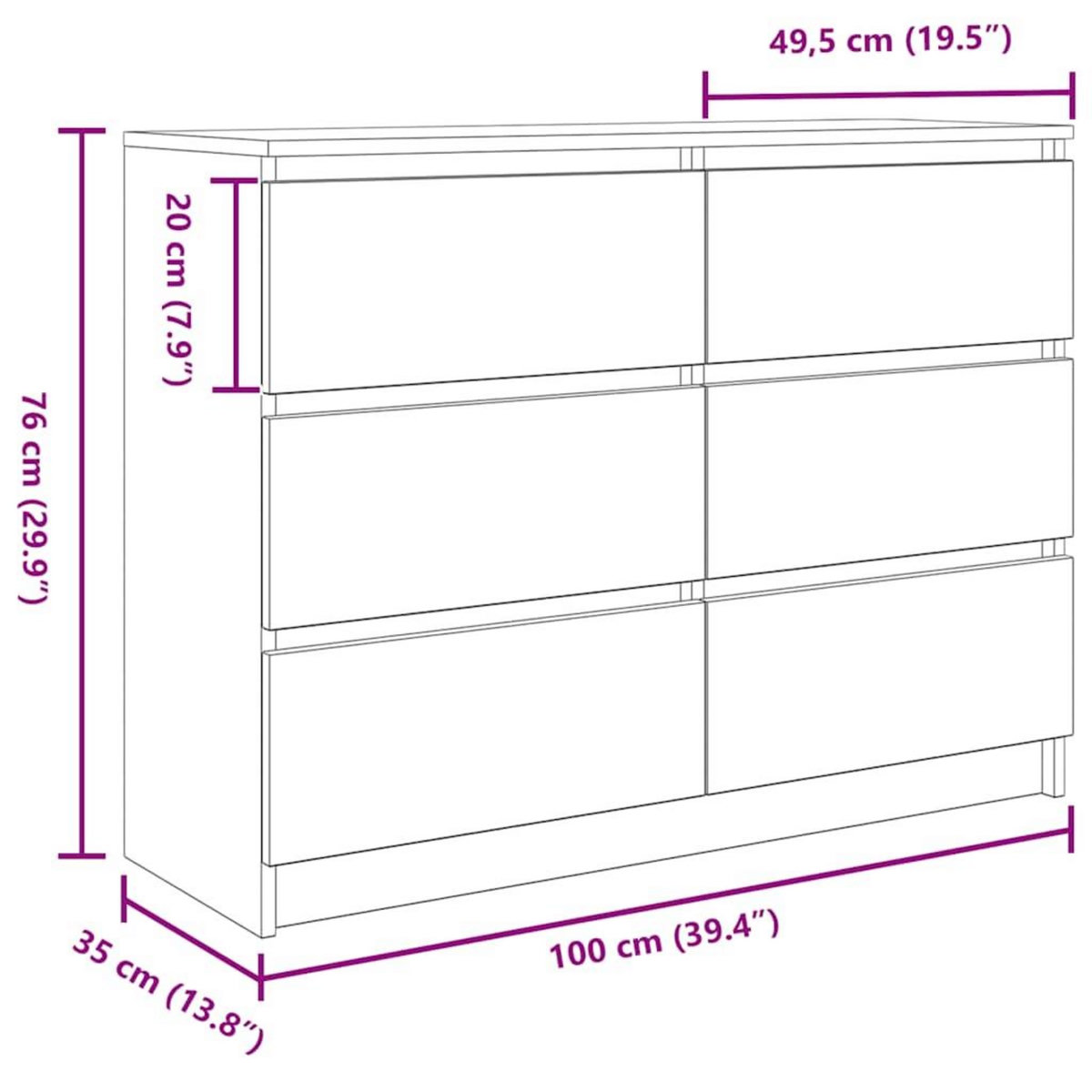 VIDAXL Buffet chene fume 100x35x76 cm bois d'ingenierie