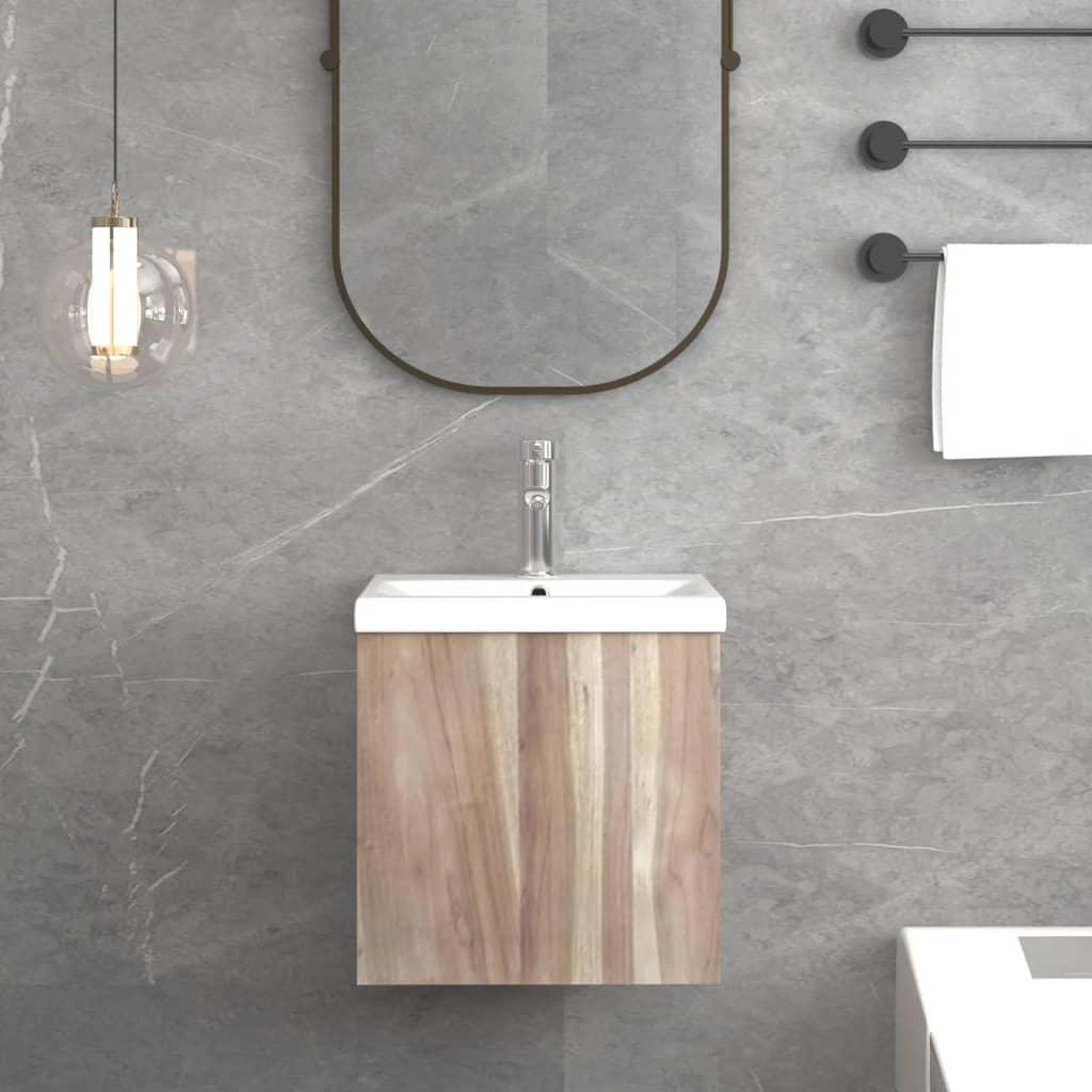 Voir la diapositive 1 : VIDAXL Armoire murale de salle de bain 41x38x40 cm Bois de teck solide