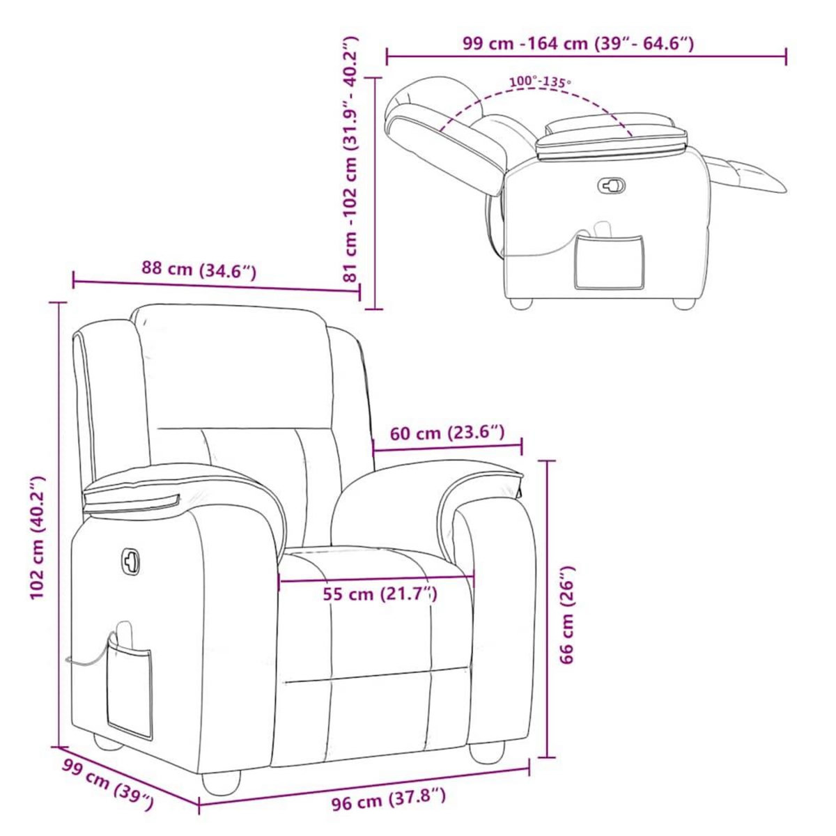 VIDAXL Fauteuil de massage inclinable Taupe Tissu