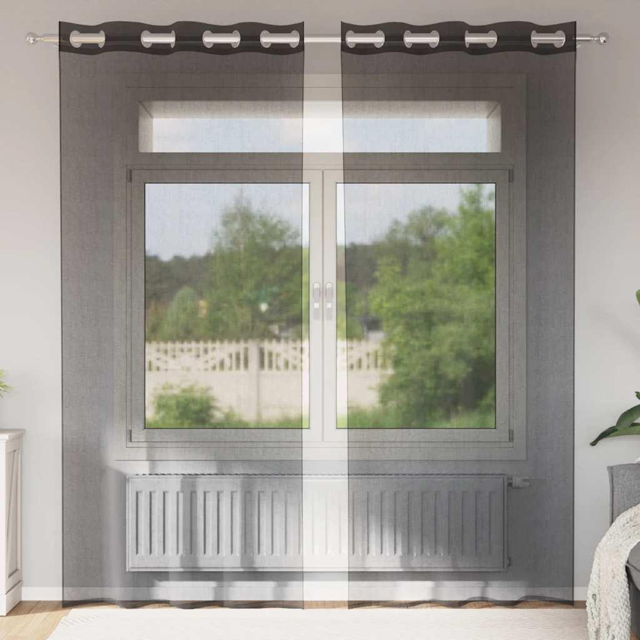 VIDAXL Rideaux en voile avec œillets 2 pcs noir 140x245 cm