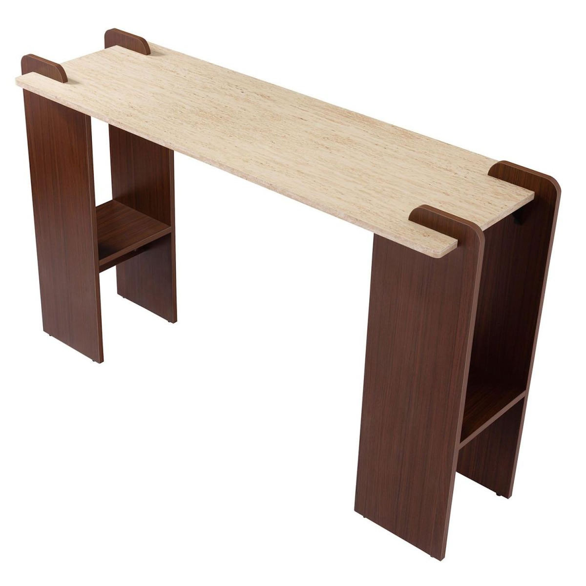 Paris Prix Console Effet Travertin  Misty  120cm Beige & Marron
