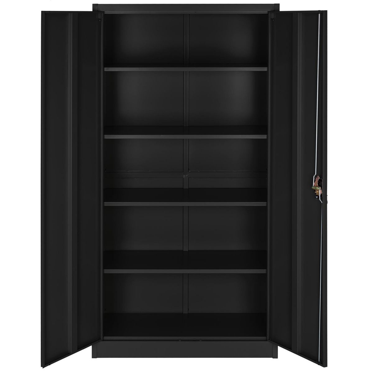 tectake Armoires de classement en métal en Acier lâqué époxy noir Set de 2