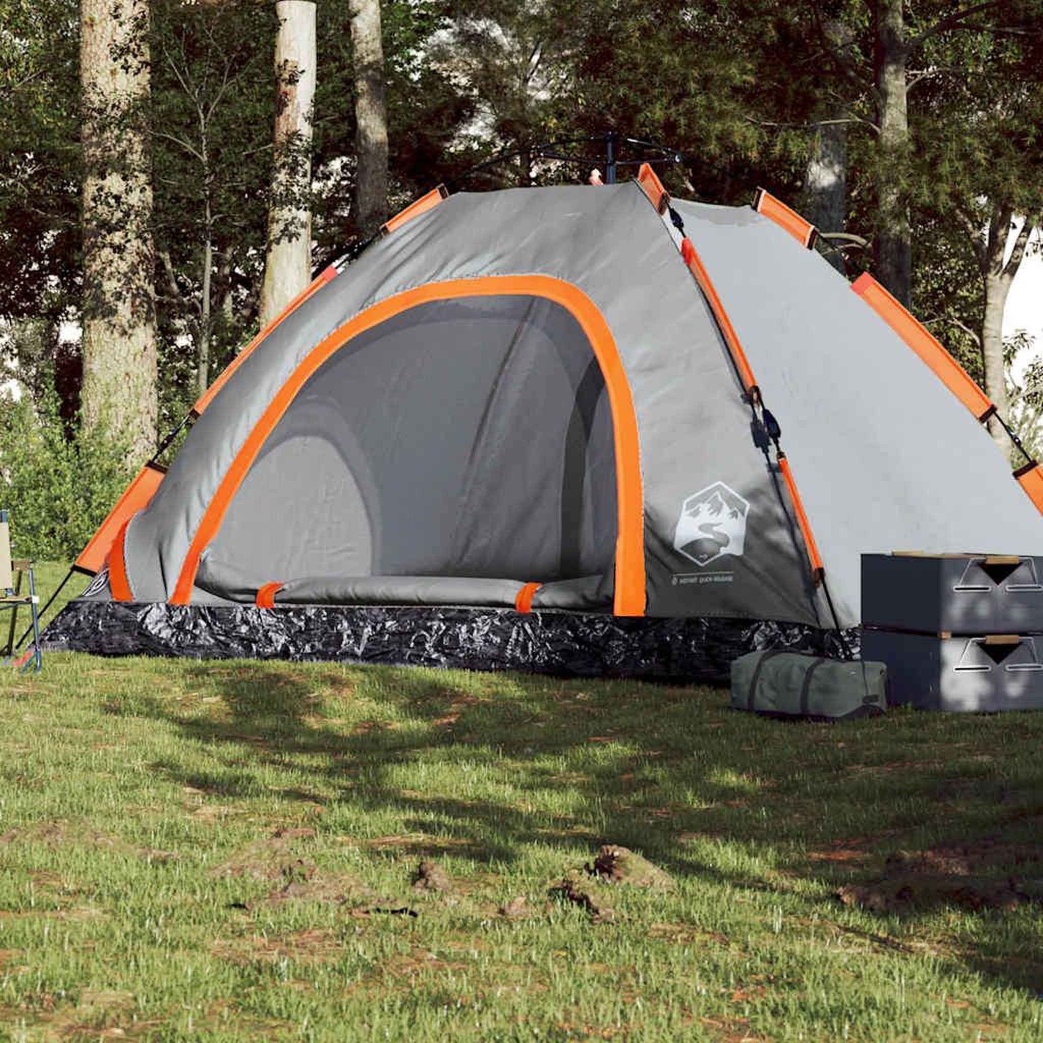 VIDAXL Tente de camping 5 personnes gris et orange liberation rapide