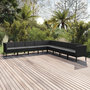 Voir la diapositive 1 : VIDAXL Salon de jardin 9 pcs avec coussins Resine tressee Noir
