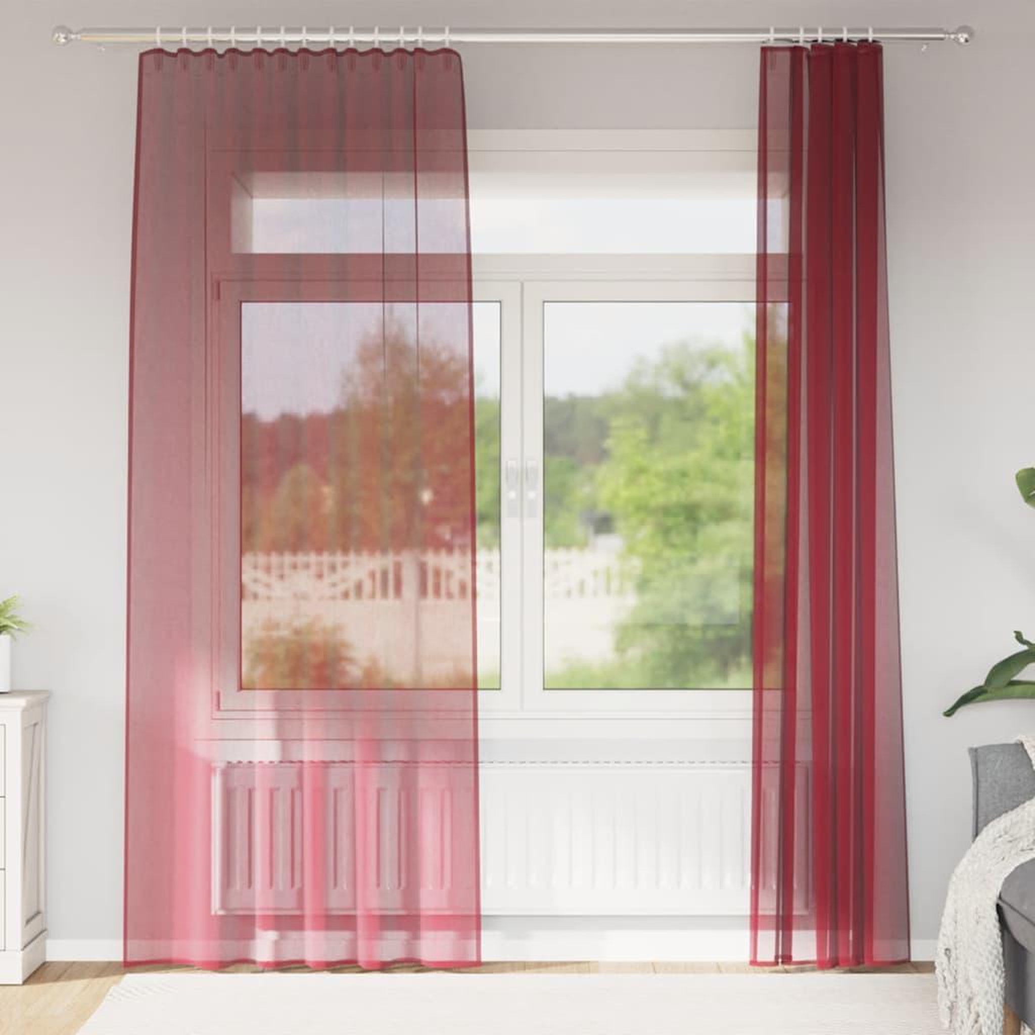 VIDAXL Rideaux en voile avec boucles 2 pcs rouge bordeaux 140x245 cm