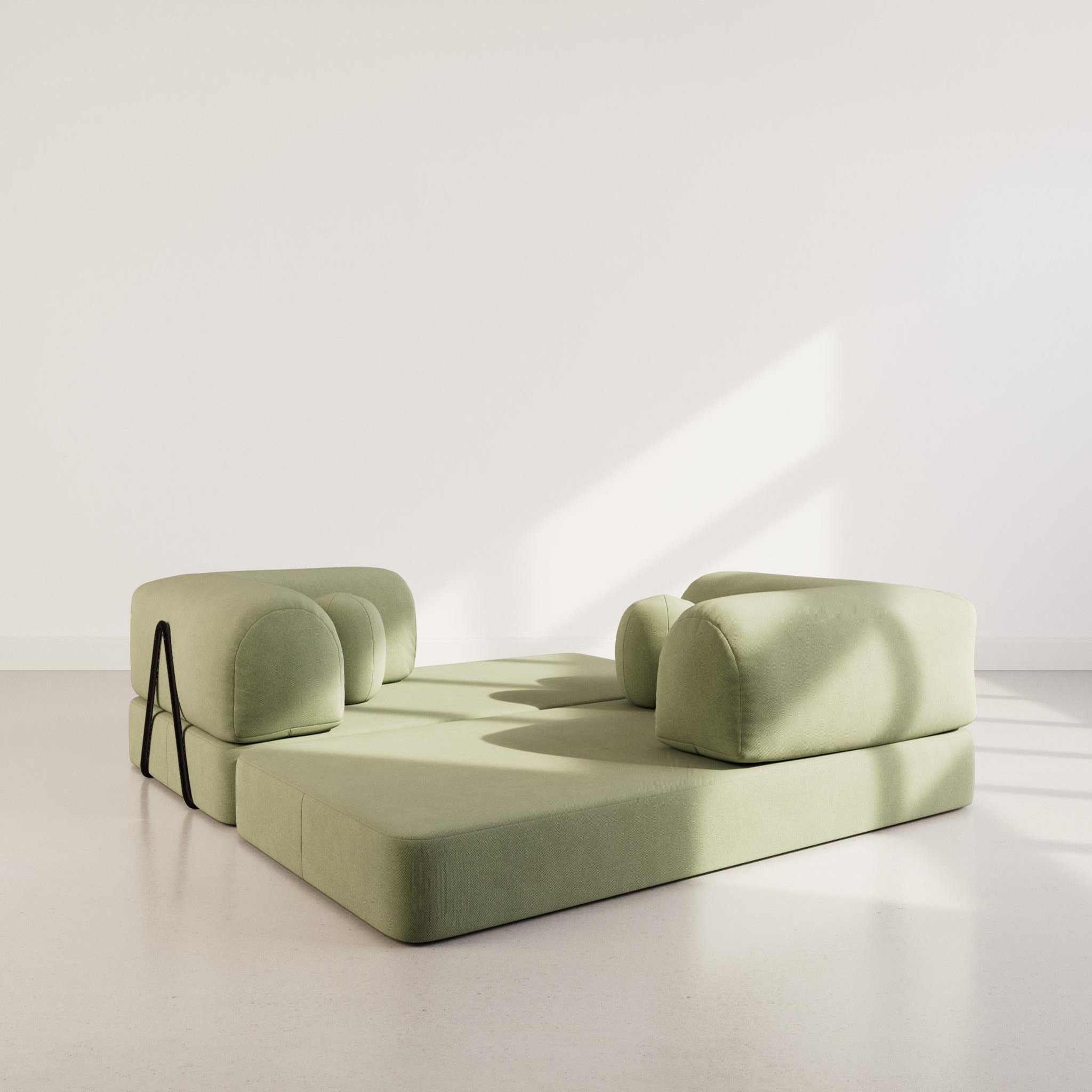 Voir la diapositive 3 : BEST MOBILIER Nebula - canapé 3 places convertible en velours texturé