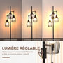 Voir la diapositive 4 : HOMCOM Lampadaire design industriel 3 têtes 40 W max. luminosité réglable métal filaire acier noir