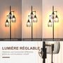 Voir la diapositive 4 : HOMCOM Lampadaire design industriel 3 têtes 40 W max. luminosité réglable métal filaire acier noir