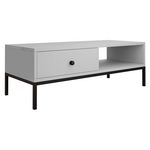 BEST MOBILIER Filipo - table basse - 1 tiroir et 1 niche - 90 cm. Coloris disponibles : Gris