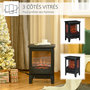 Voir la diapositive 5 : HOMCOM Cheminée électrique poêle style néo-rétro 1000-2000 W simulation flammes LED luminosité réglable acier ABS noir