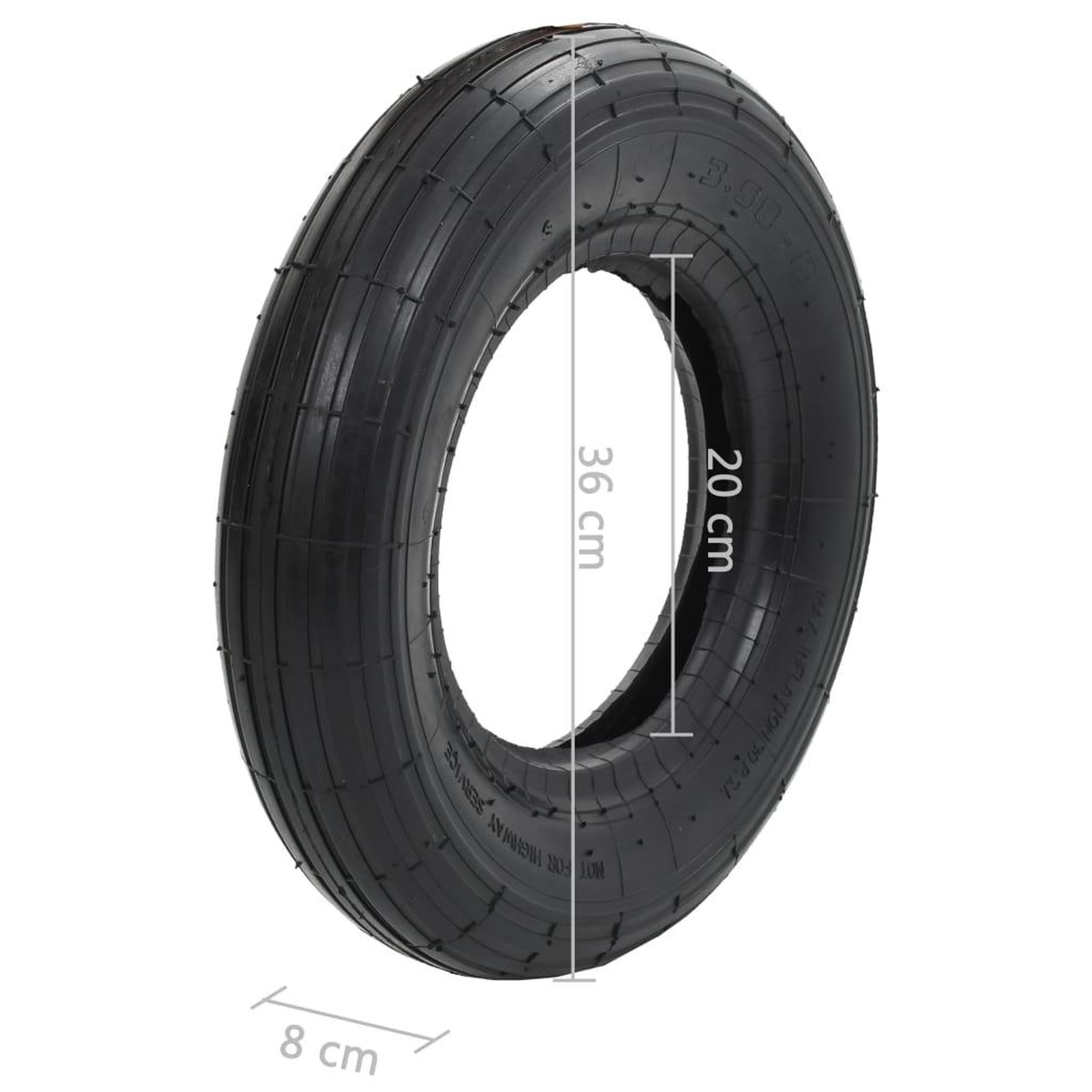 Voir la diapositive 6 : VIDAXL Pneu de brouette et chambre a air 4 pcs 3.50-8 4PR Caoutchouc
