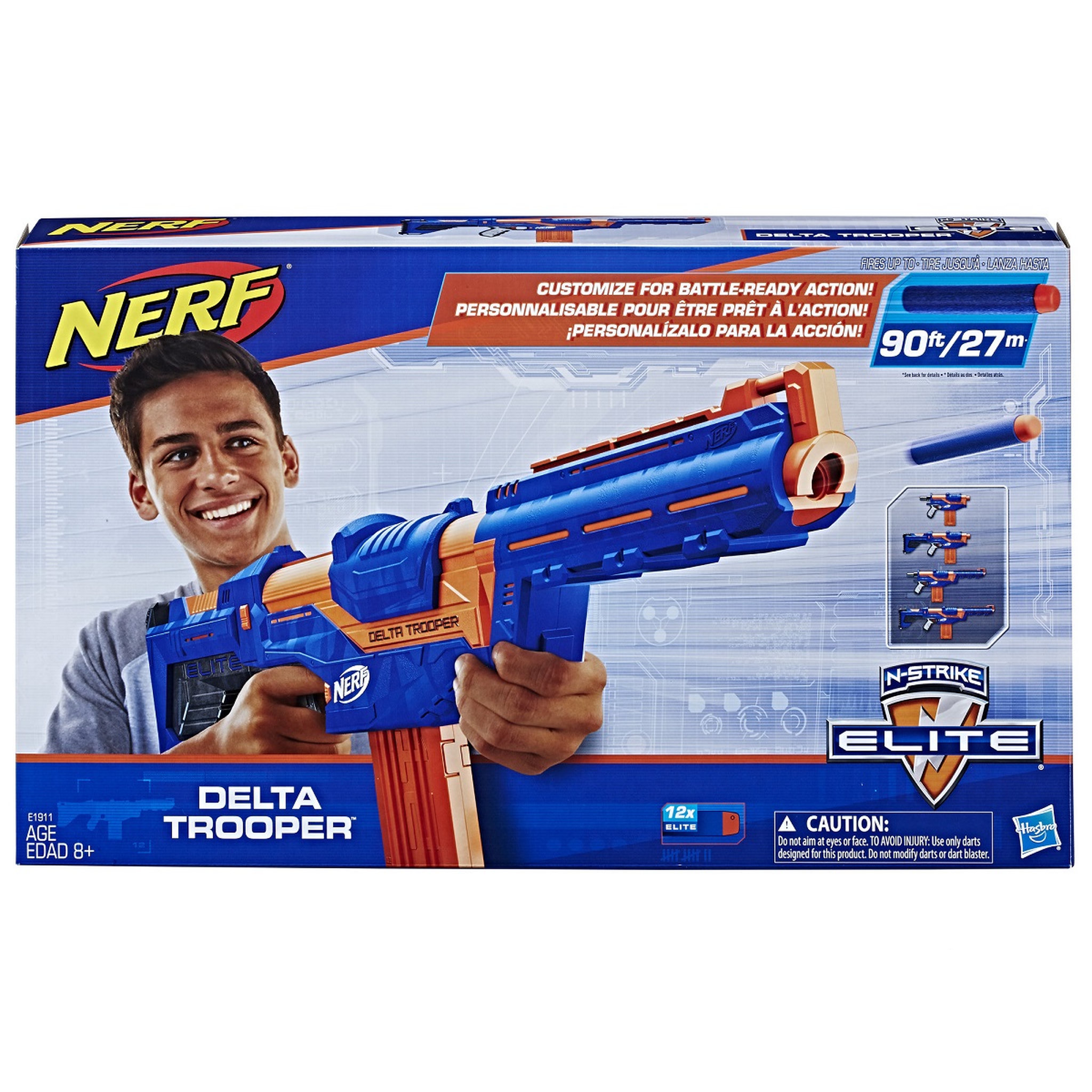 Voir la diapositive 4 : HASBRO Pistolet Nerf Elite Delta Trooper et Fléchettes Nerf Elite Officielles