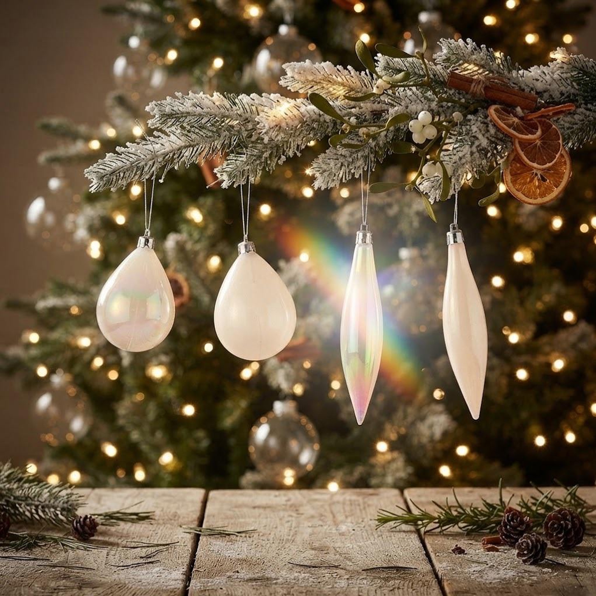 Voir la diapositive 2 : Eden 4 boules de sapin de noel olive et glacon