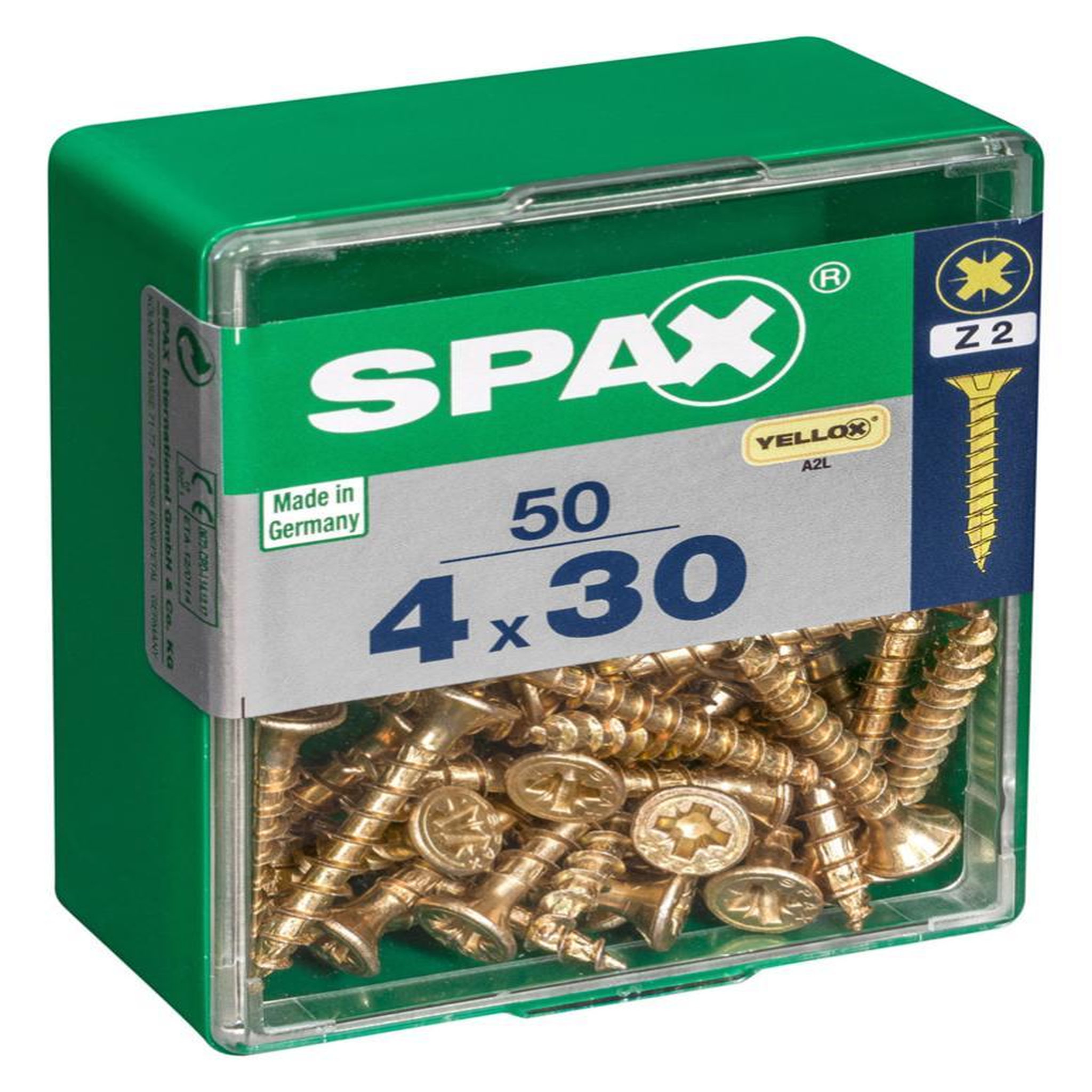 CENTRALE BRICO Lot de 50 vis acier tête fraisée pozidriv SPAX, Diam.4 mm x L.30 mm