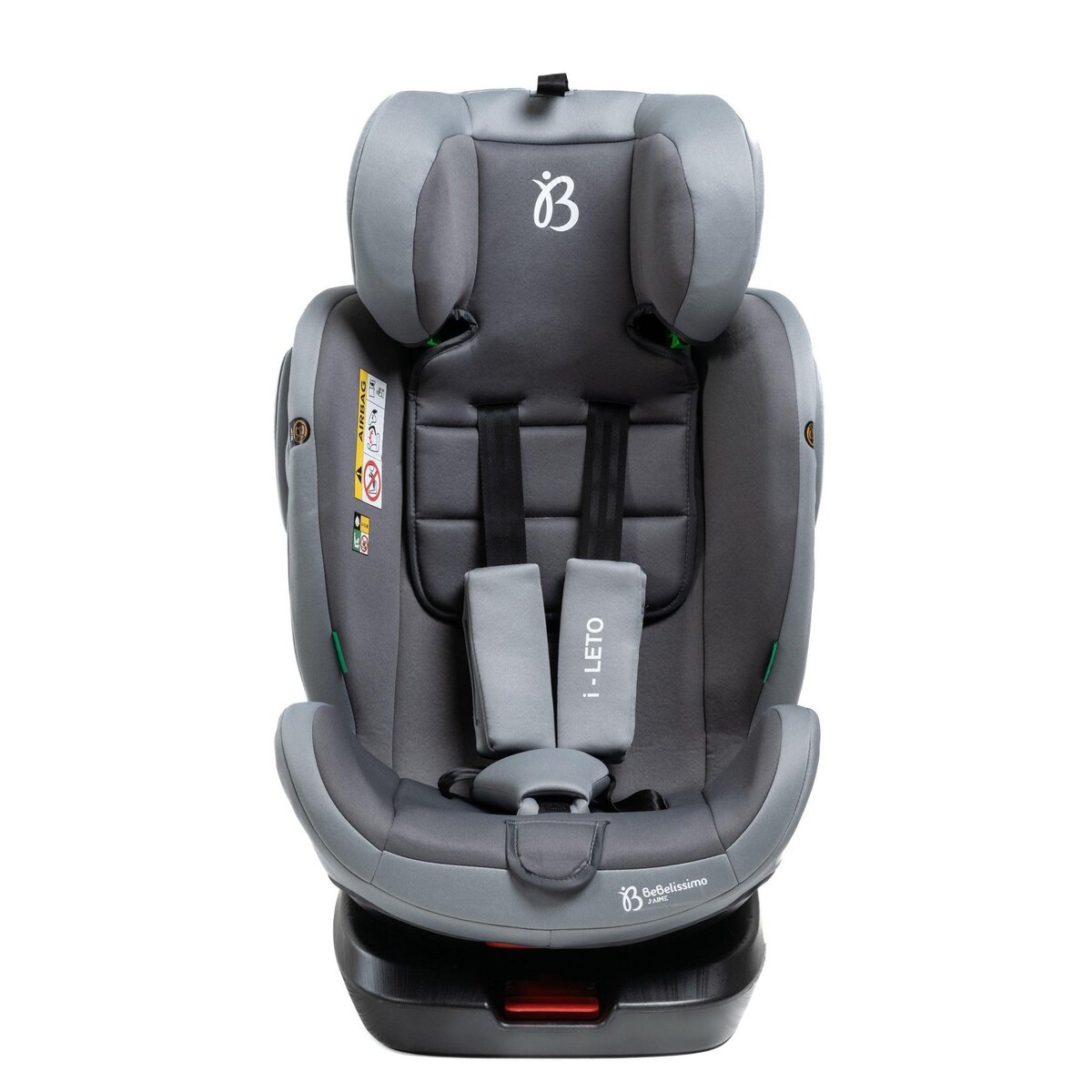 BEBELISSIMO BEBELISSIMO - Siège auto Isofix - pivotant 360 ° - groupe 0+/1/2/3 - (0-36kg) - i-Leto - gris - protections latérales