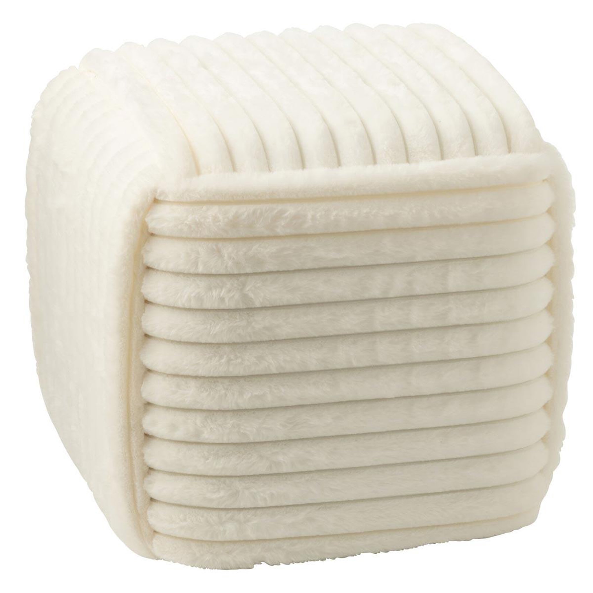 J-LINE Pouf carré côtelé  nuage  45cm blanc