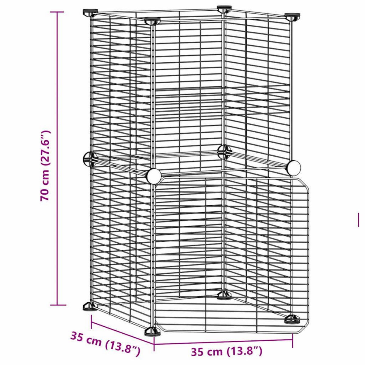 VIDAXL Cage animaux de compagnie a 8 panneaux et porte Noir 35x35 cm