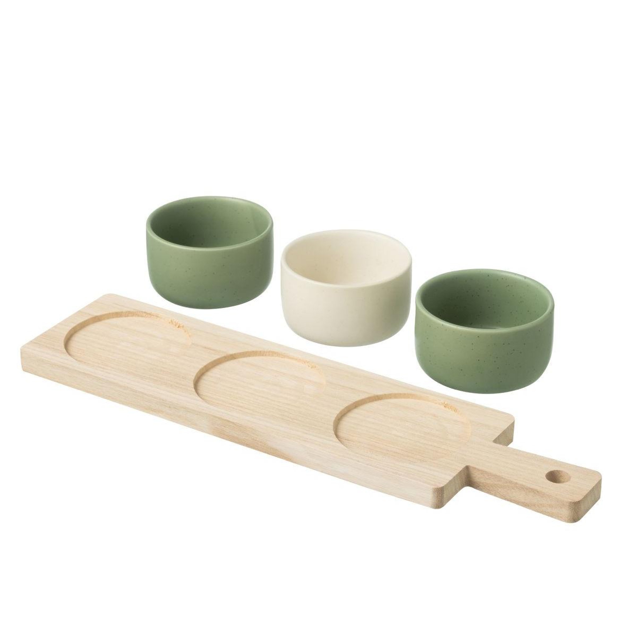Voir la diapositive 2 : J-LINE Service Apéritif 4 Pièces  Avery  39cm Vert & Blanc