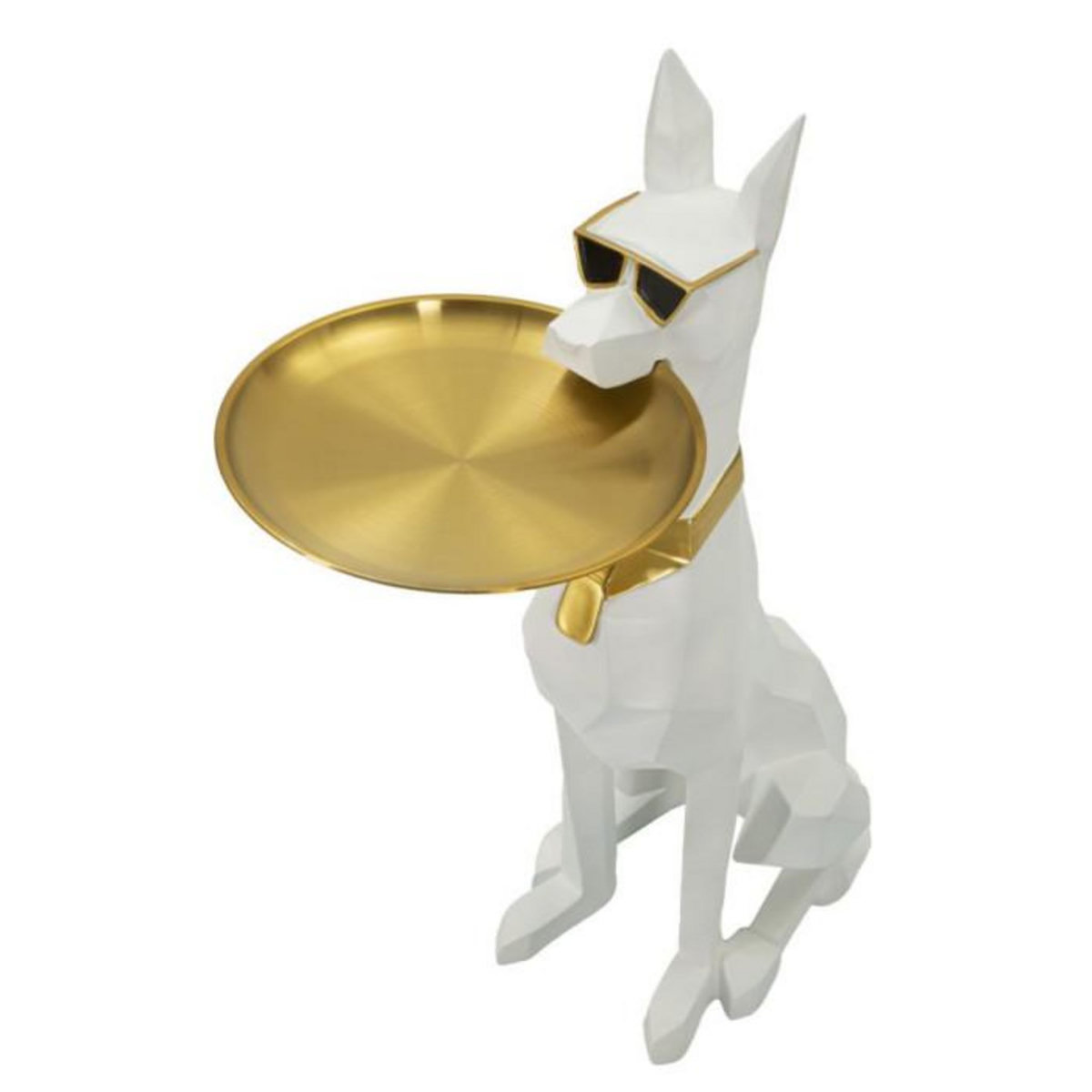 Paris Prix Vide-Poche Statue Chien  Origami  74cm Blanc