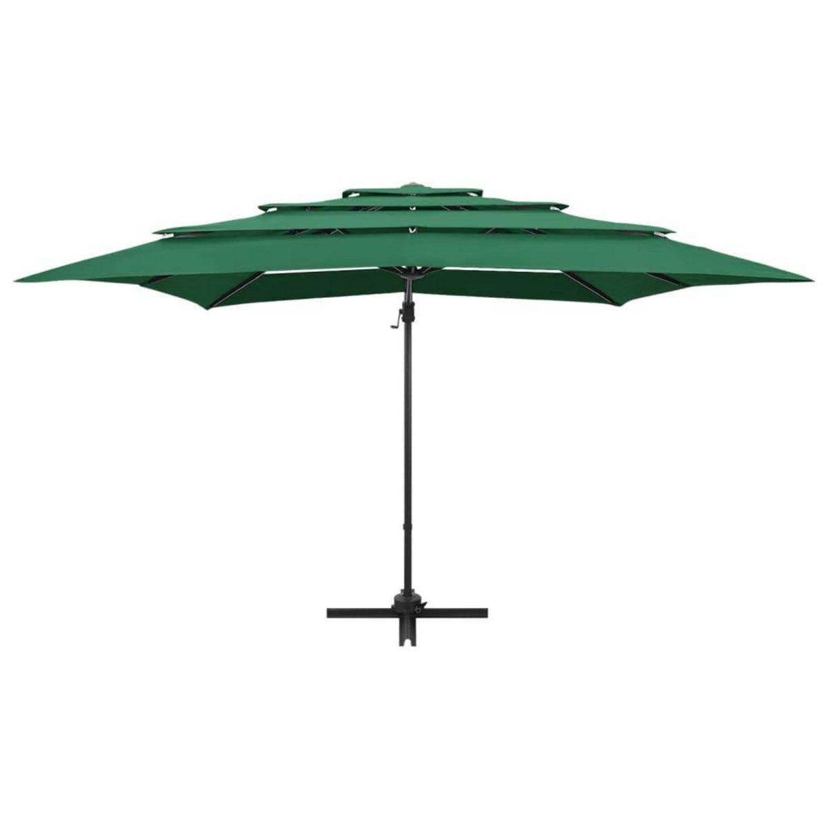 VIDAXL Parasol de jardin a 4 niveaux avec mat en aluminium vert