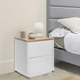 Voir la diapositive 5 : VS VENTA-STOCK Table de chevet Bob 2 tiroirs blanc/chêne, bois massif