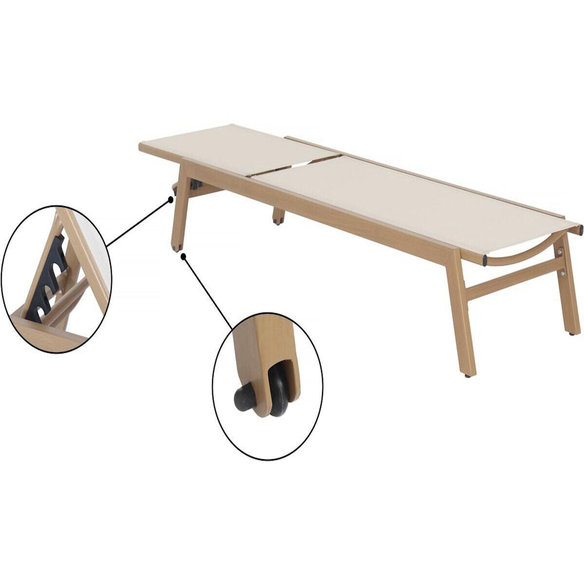 Habitat et Jardin Bain de soleil en aluminium imitation bois   Elysia  - Ecru