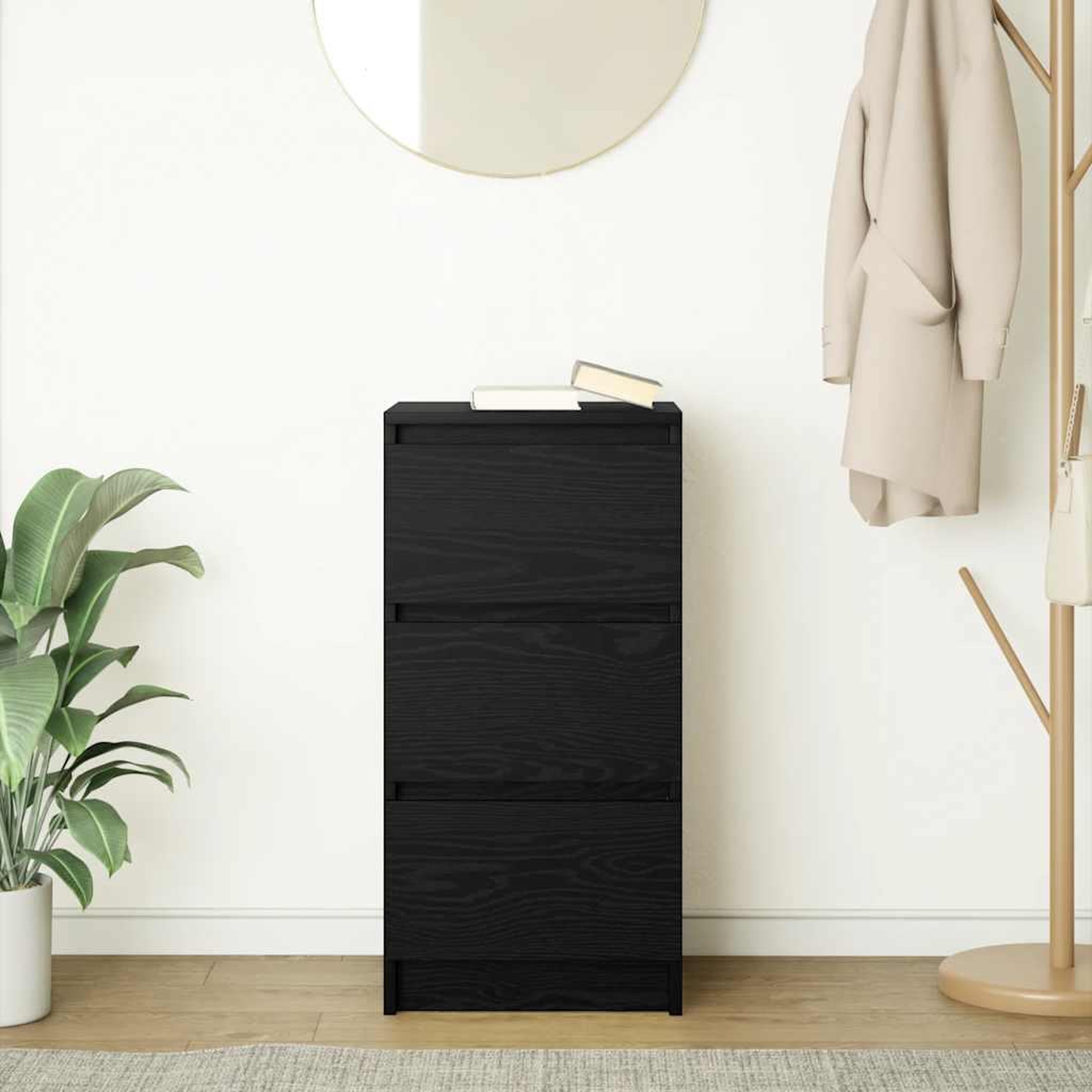 Voir la diapositive 3 : VIDAXL Buffet chene noir 37,5x35x76 cm bois d'ingenierie