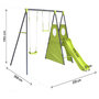 Voir la diapositive 3 : Habitat et Jardin Portique de jeu en métal avec toboggan  Kylian  - 4 agrès - Vert