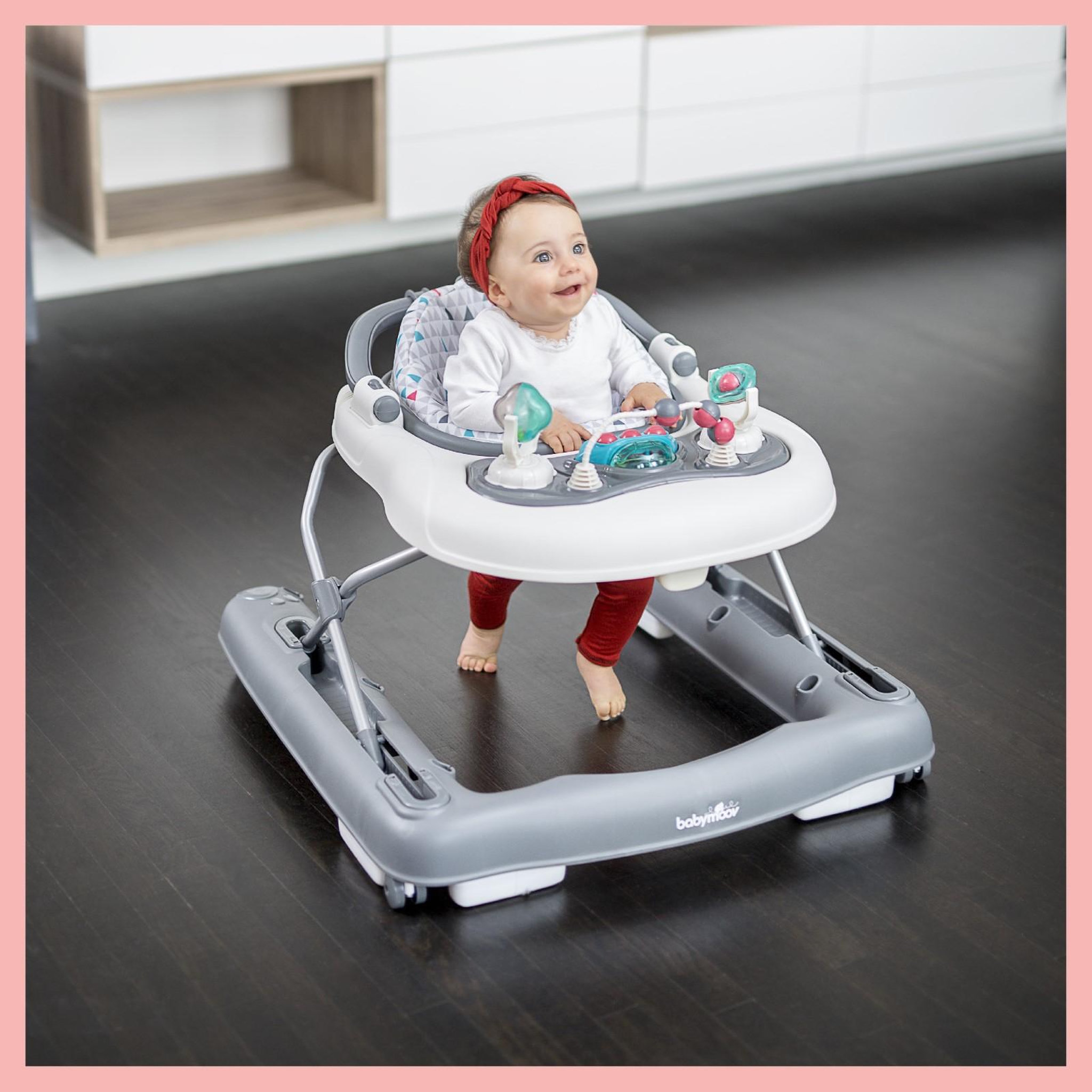 Voir la diapositive 2 : BABYMOOV Trotteur-Pousseur bébé Babymoov - Evolutif - Pliage compact - Musical - Zinc