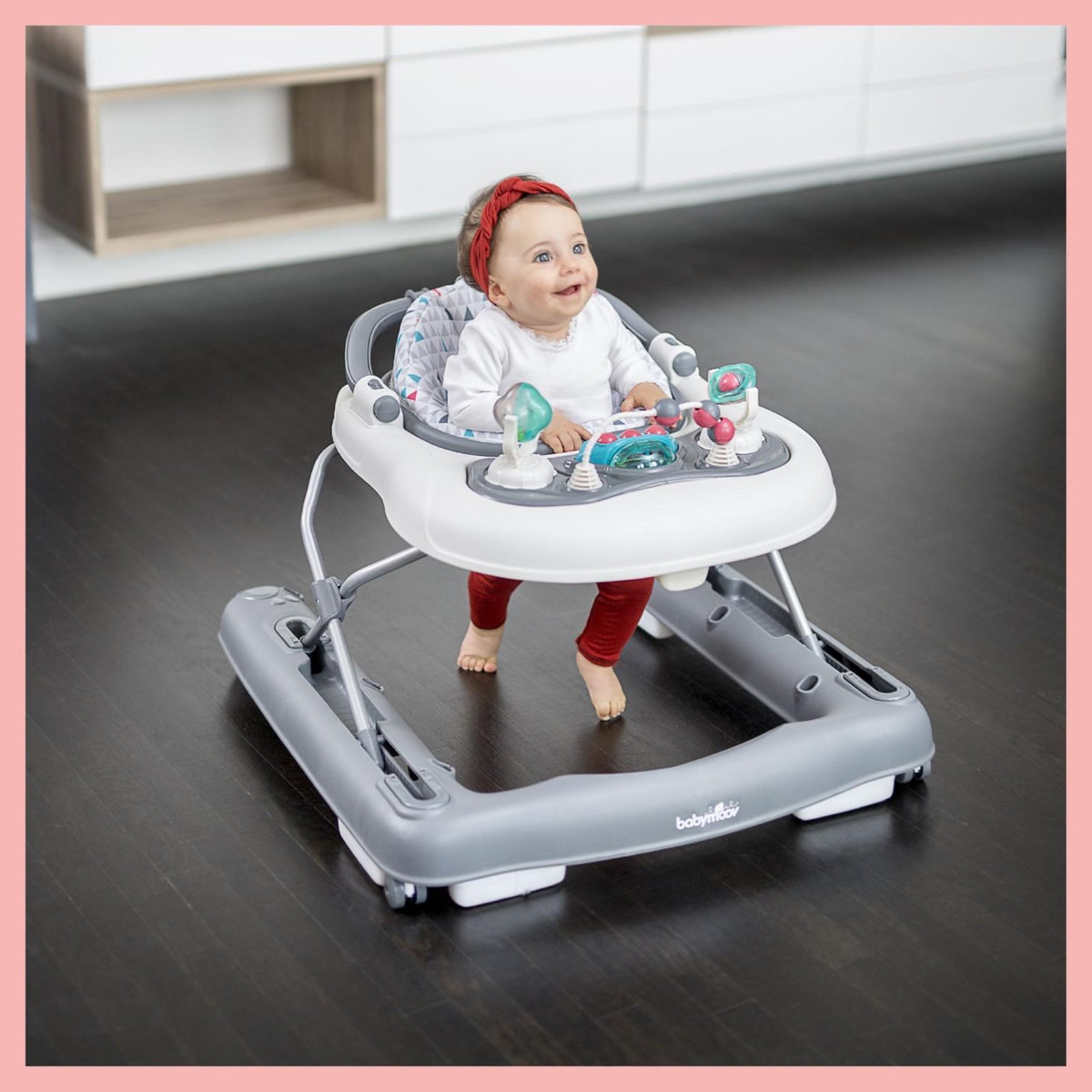 BABYMOOV Trotteur-Pousseur bébé Babymoov - Evolutif - Pliage compact - Musical - Zinc