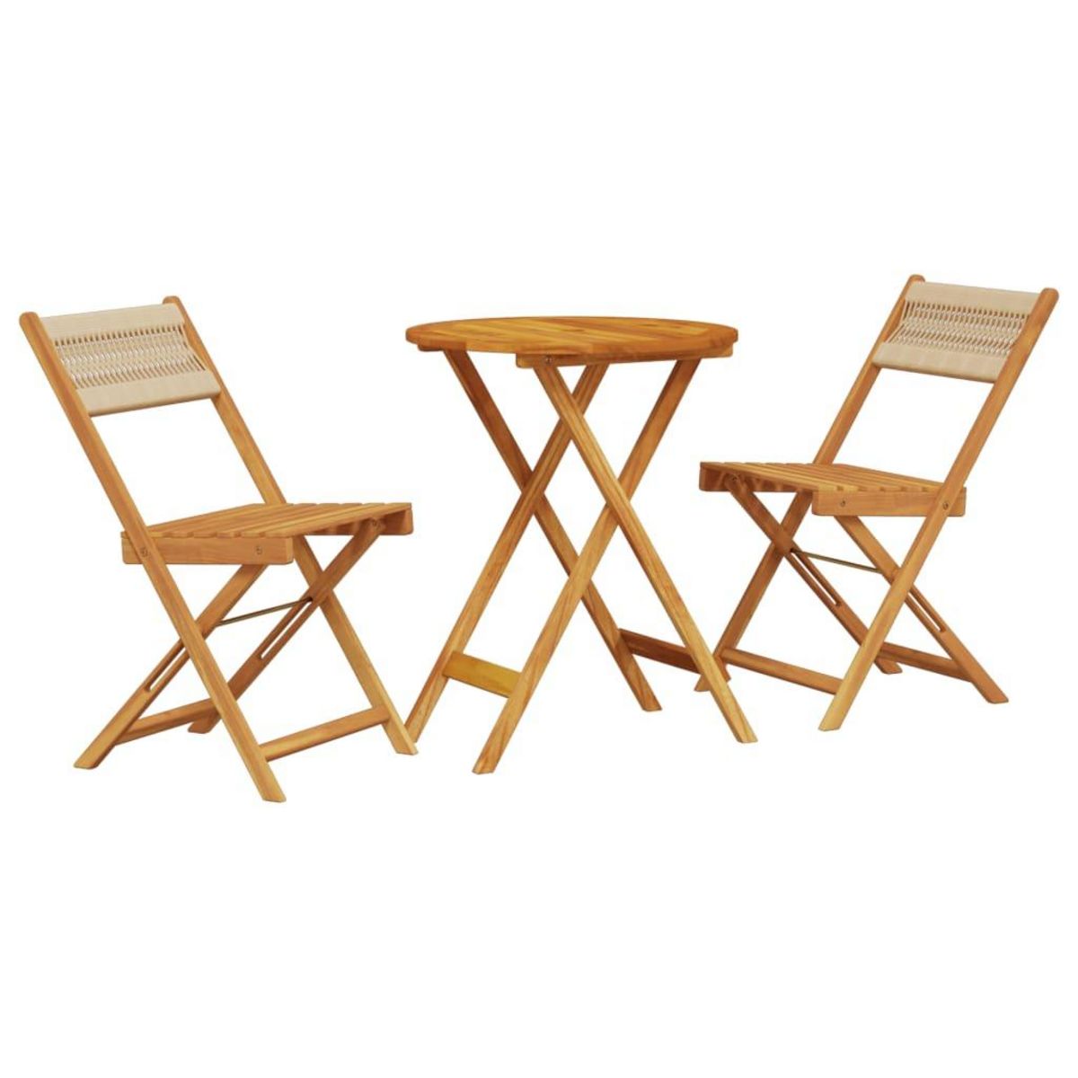 VIDAXL Ensemble de bistro 3 pcs beige polypropylene et bois massif