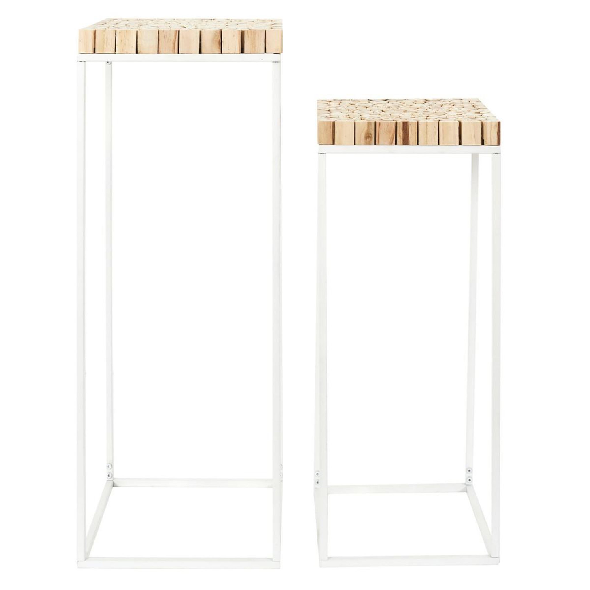 Voir la diapositive 3 : The Home Deco Factory Lot de 2 sellettes gigognes  rondin  90cm blanc