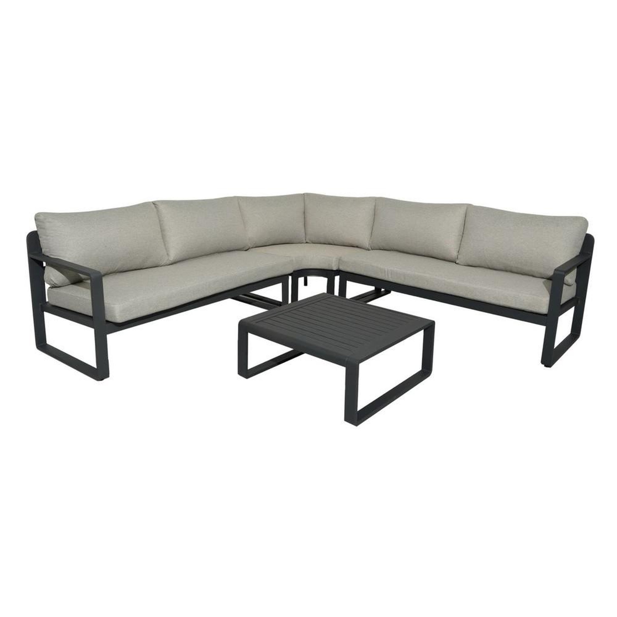 Proloisirs Ensemble salon d'angle de jardin Mojito graphite (Méridiennes D/G + angle + 1 table basse)