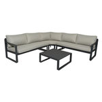 Proloisirs Ensemble salon d'angle de jardin Mojito graphite (Méridiennes D/G + angle + 1 table basse)