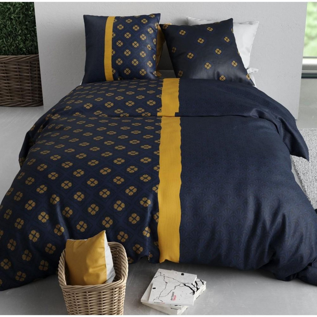 ATELIER DU COTON Housse de couette 240x220 NIL + 2 taies coton 57 fils