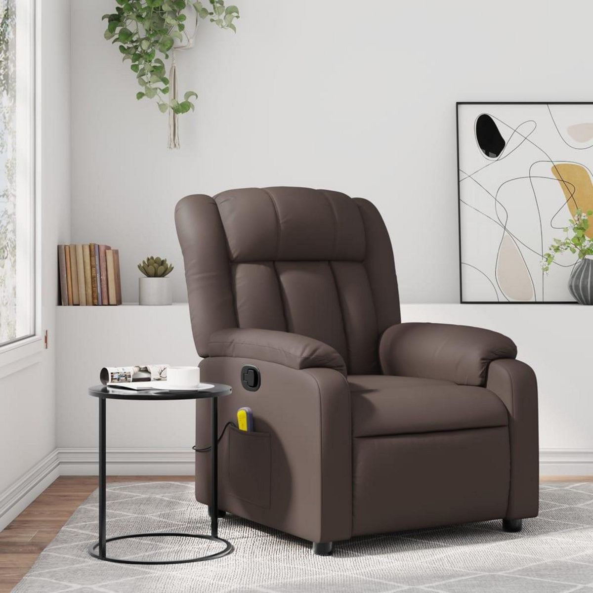 VIDAXL Fauteuil de massage inclinable Marron Similicuir