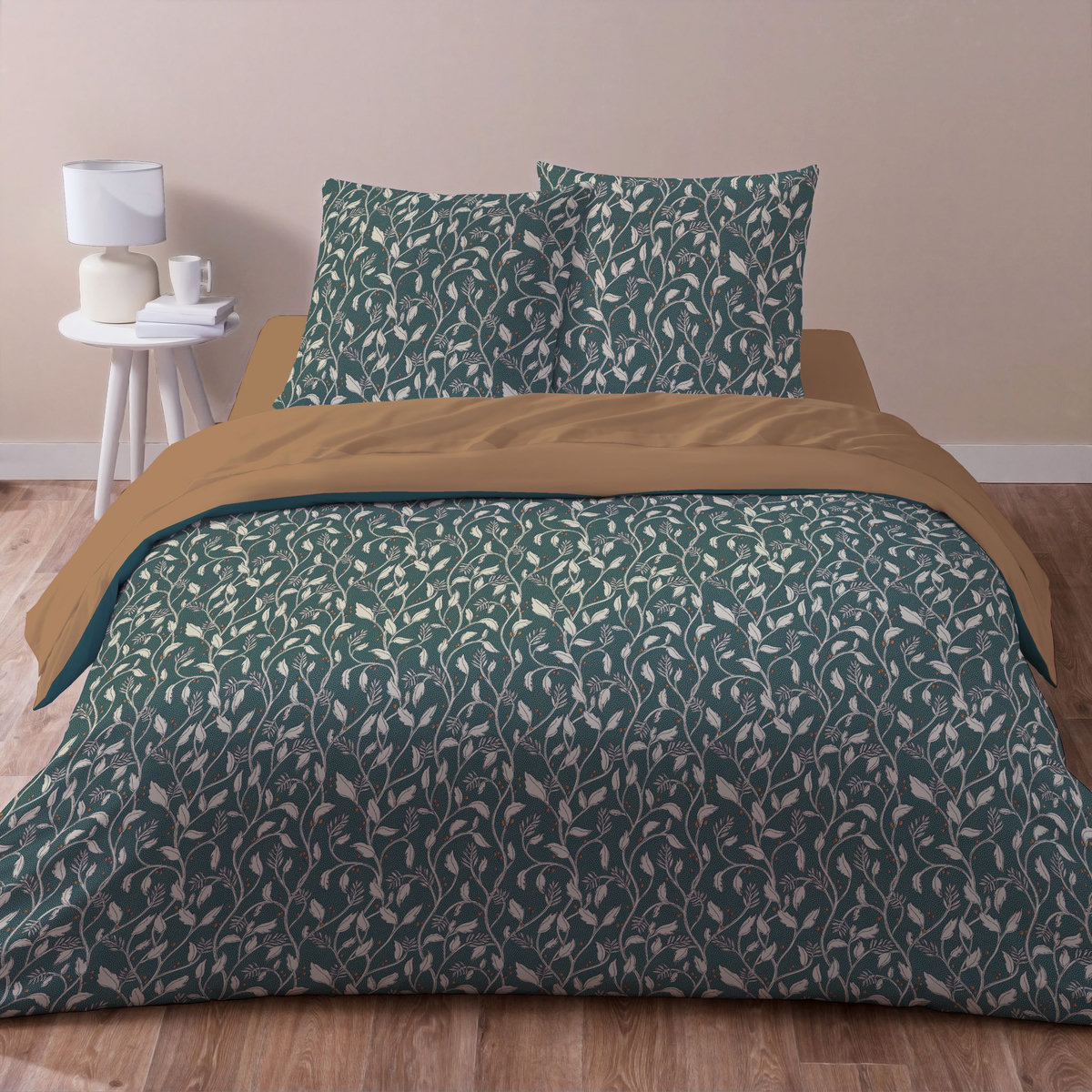 Parure housse de couette en microfibre motif floral GALADRIELLE