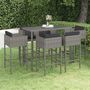 Voir la diapositive 1 : VIDAXL Ensemble de bar de jardin 7 pcs et coussins Resine tressee Gris