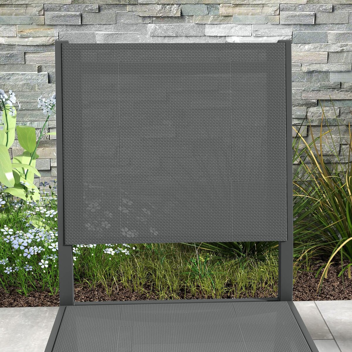 OUTSUNNY Lot de 4 chaises de jardin alu textilène gris