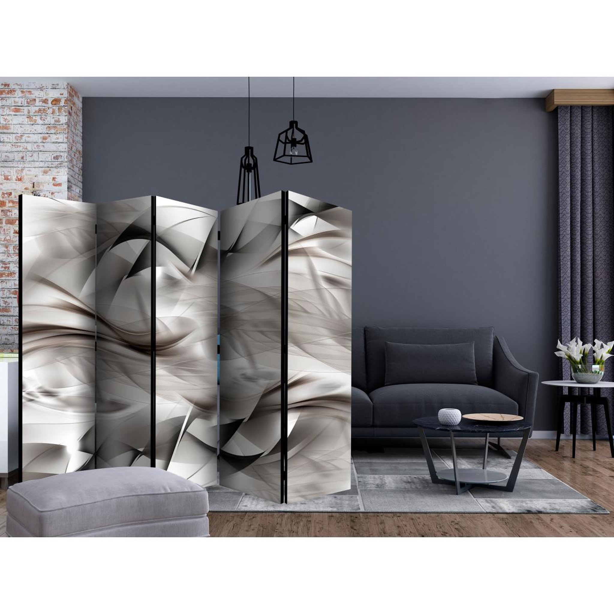 Voir la diapositive 2 : Paris Prix Paravent 5 volets  abstract braid  172x225cm