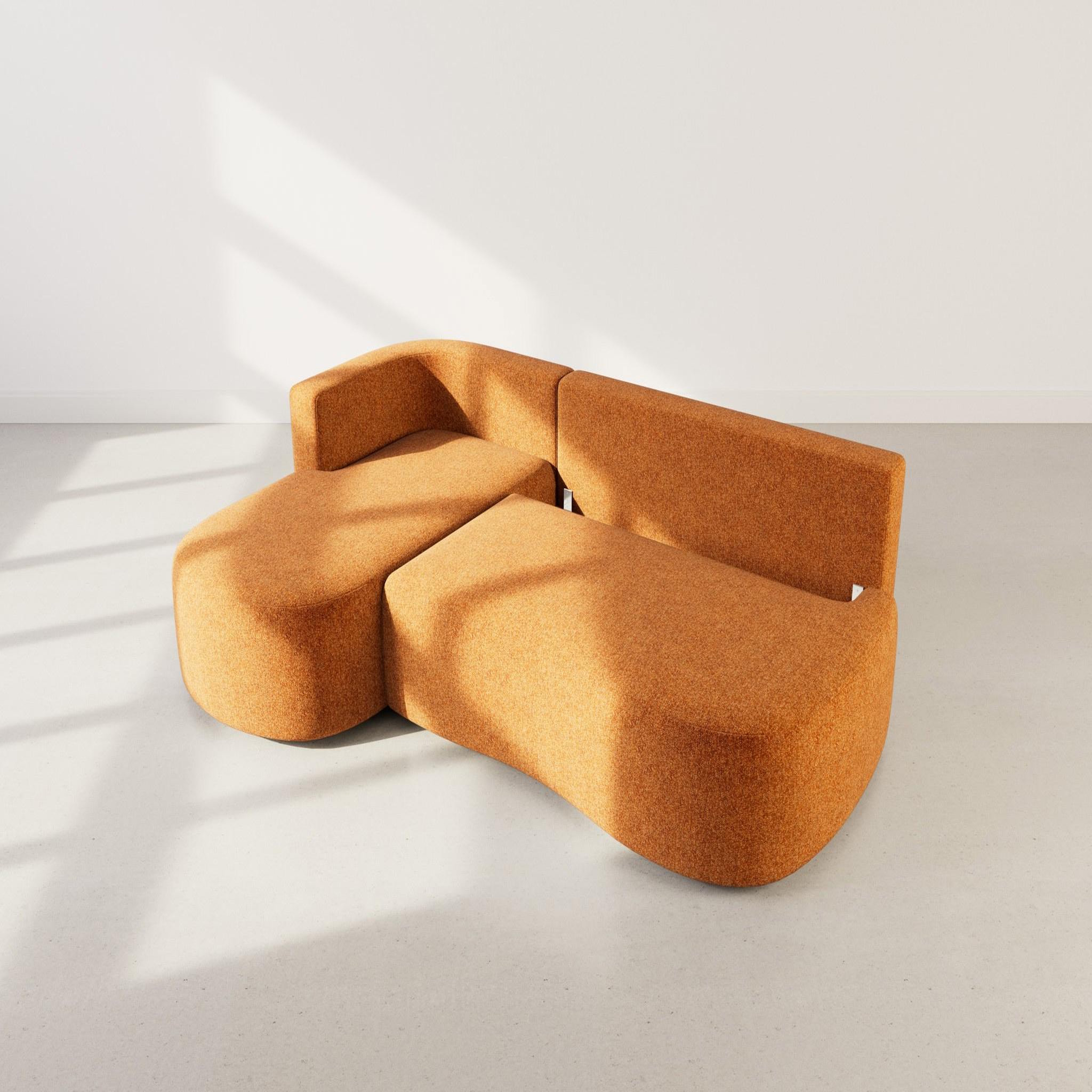 Voir la diapositive 3 : BEST MOBILIER Mahina - canapé d'angle gauche 4 places convertible avec coffre en tissu texturé