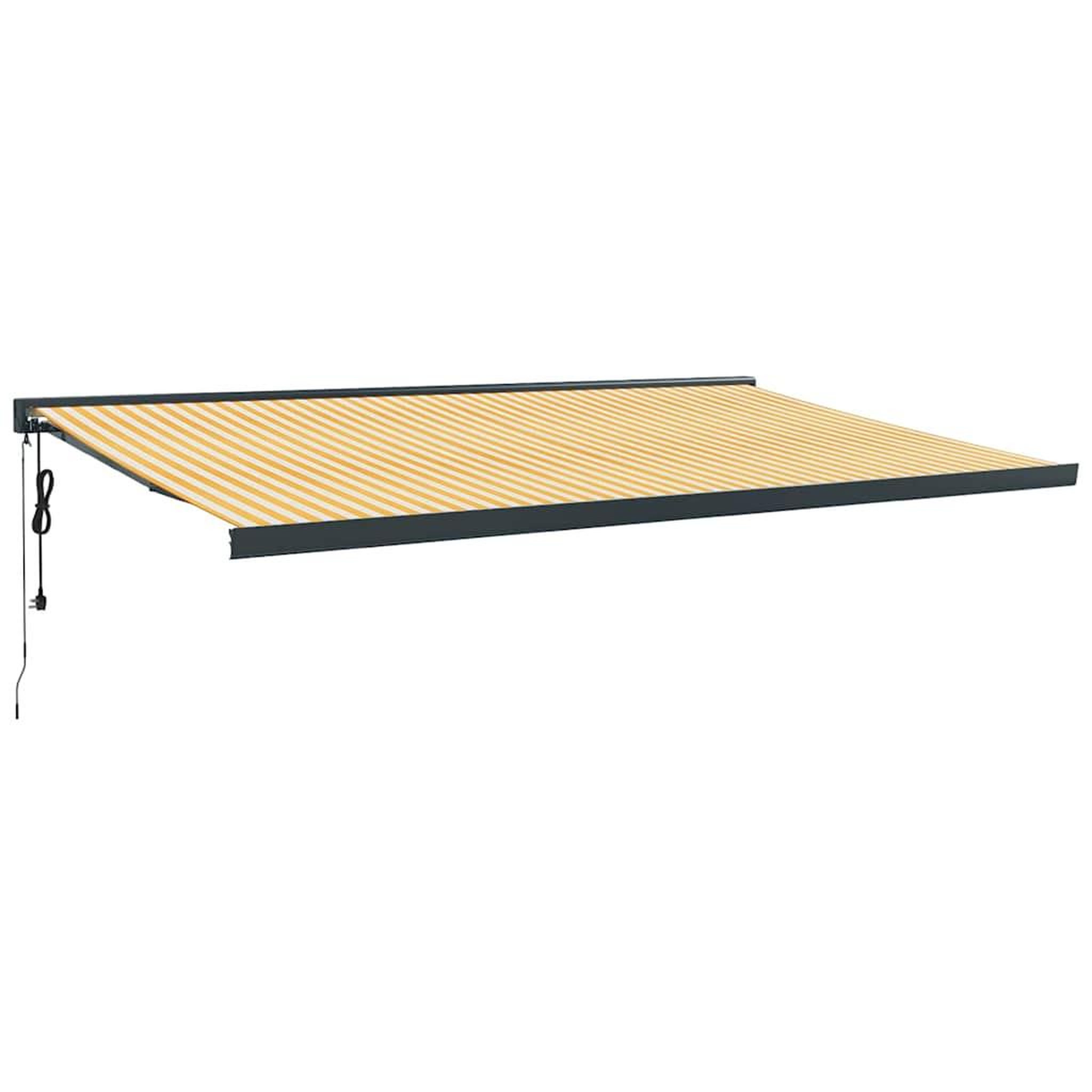 Voir la diapositive 2 : VIDAXL Auvent retractable jaune et blanc 5x3 m tissu et aluminium