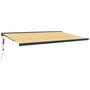 Voir la diapositive 2 : VIDAXL Auvent retractable jaune et blanc 5x3 m tissu et aluminium