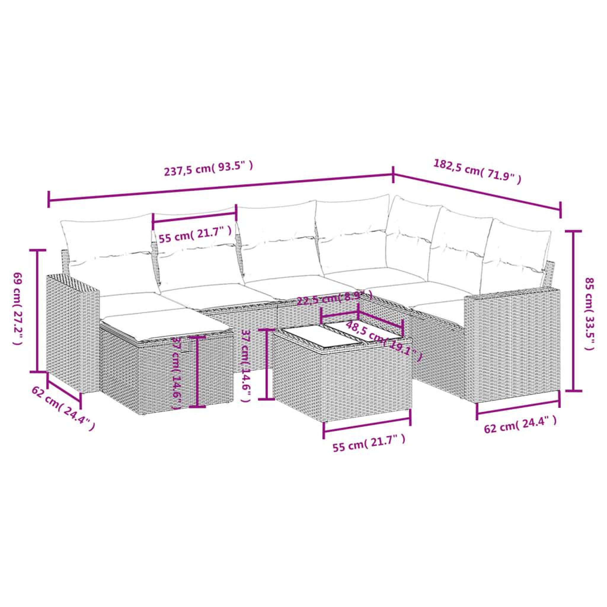 Voir la diapositive 5 : VIDAXL Salon de jardin 8 pcs avec coussins noir resine tressee