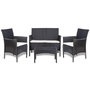 Voir la diapositive 1 : VIDAXL Salon de jardin 4 pcs avec coussins Resine tressee Noir