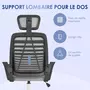 VINSETTO Chaise de bureau ergonomique - appui-tête réglable, soutien lombaire, hauteur réglable, pivotante - polyester bleu